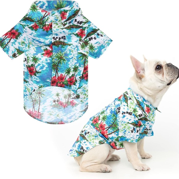 Other - Dog Hawaiian Shirt - Dog Summer Clothes, Breathable Dog Cotton Polo T-Shirt
